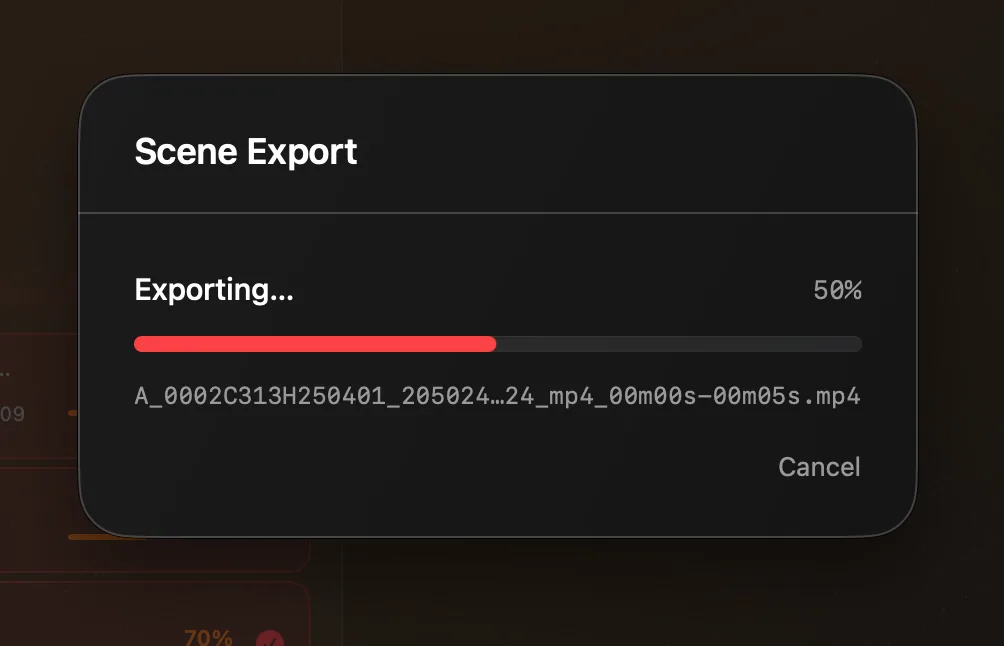 SightRoll batch scene export dialog